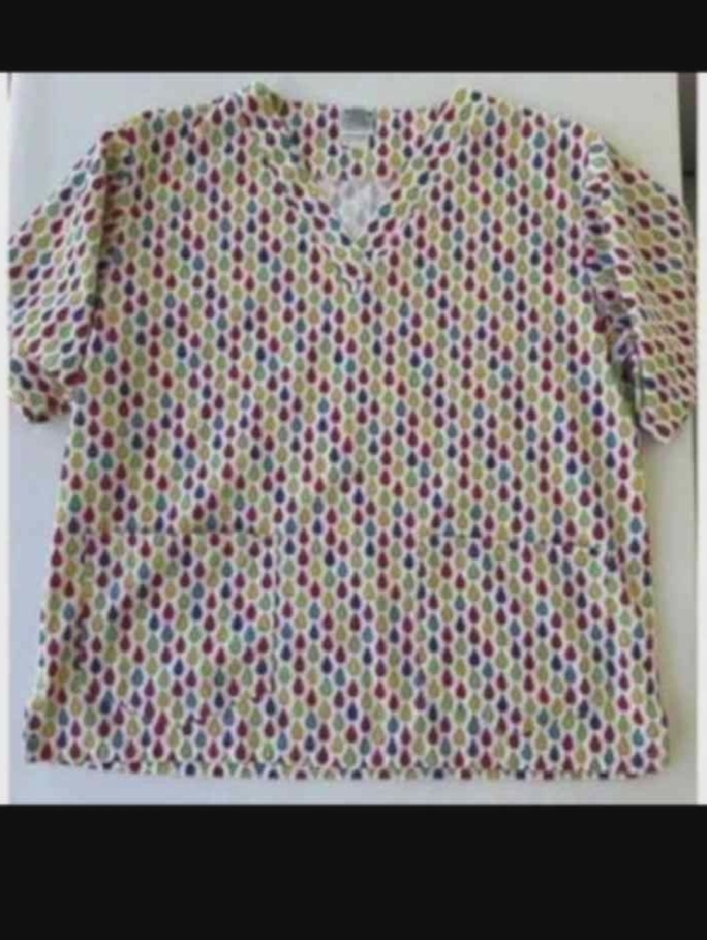 Smart Scrubs Multicolor Teardrop Print V-Neck Scrub Top